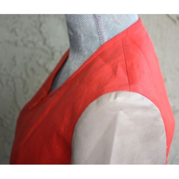 Helmut Lang Coral red Glossy Linen bomber jacket - Picture 6 of 7